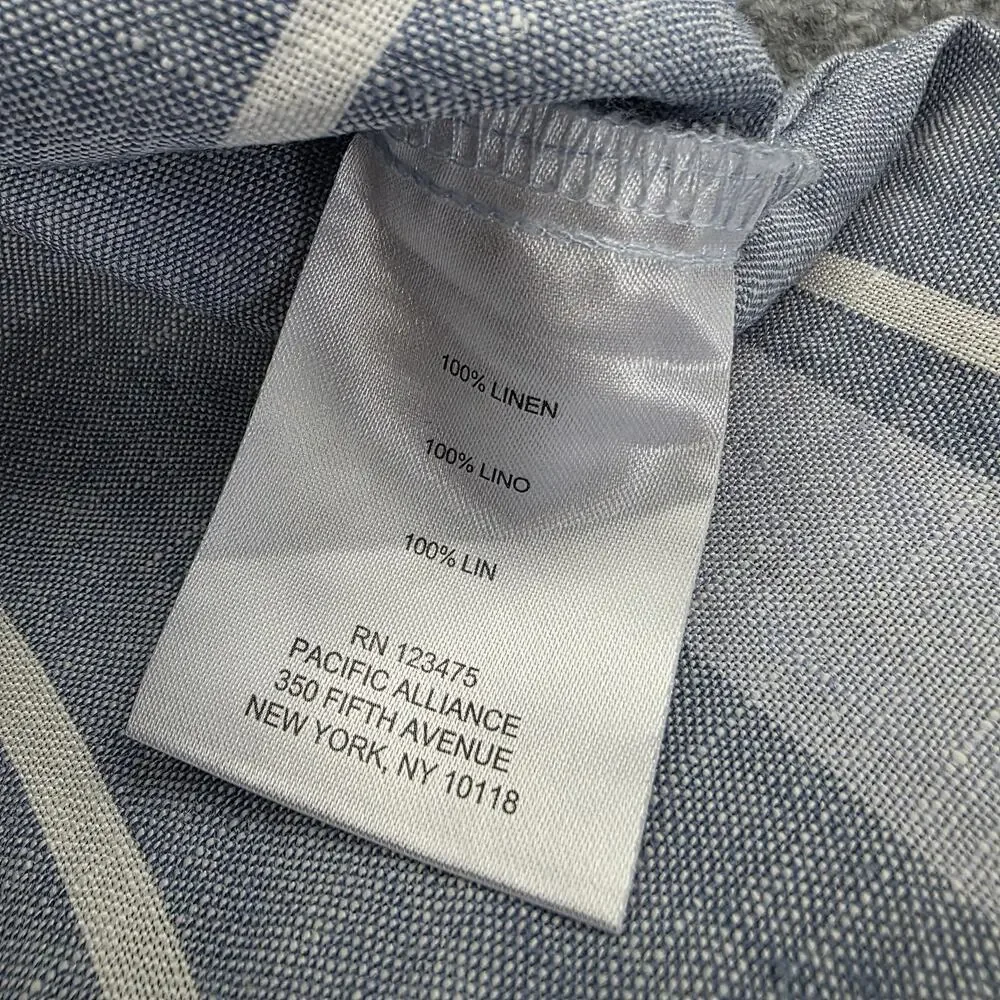 Ellen Tracy Shirt Womens Small Blue Striped Linen Sleeveless Button Summer Top - Picture 15 of 16